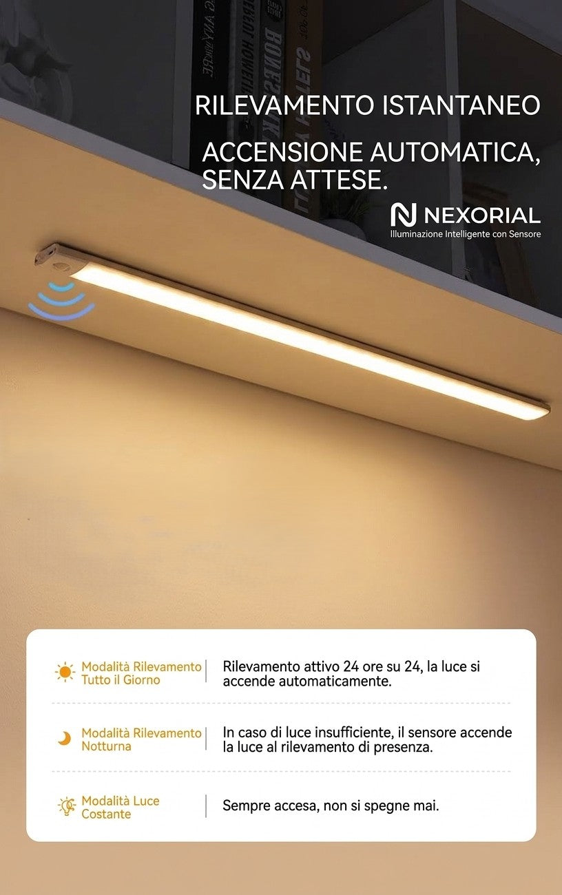 NEXORIAL – Barra LED Wireless con Sensore di Movimento